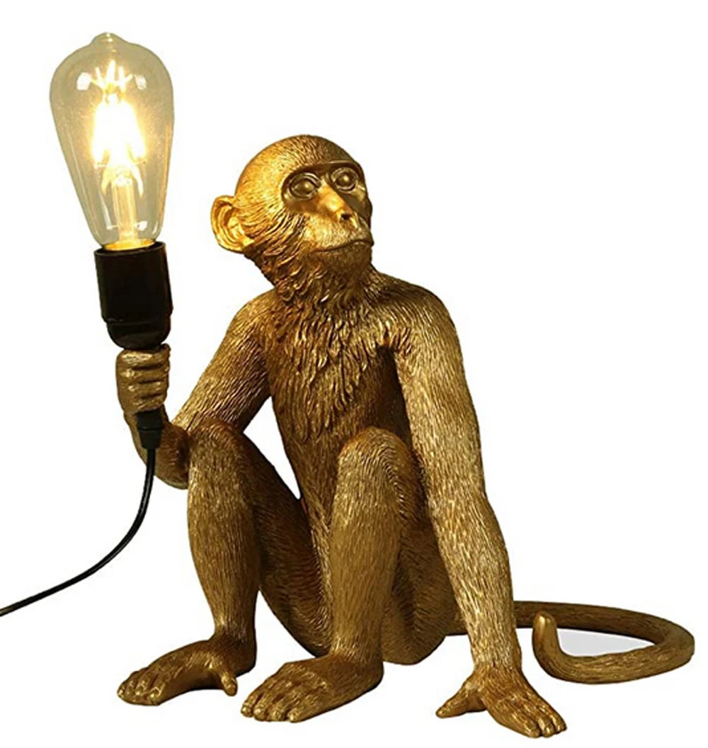 Resin Monkey Table Lamp Sitting Monkey Light Indoor Table Light Fixture Decor