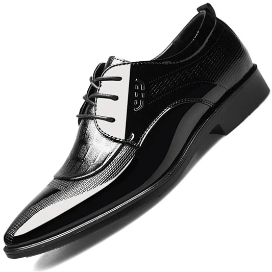 Mens Formal Oxford Patent Leather Lace Up Dress Shoes