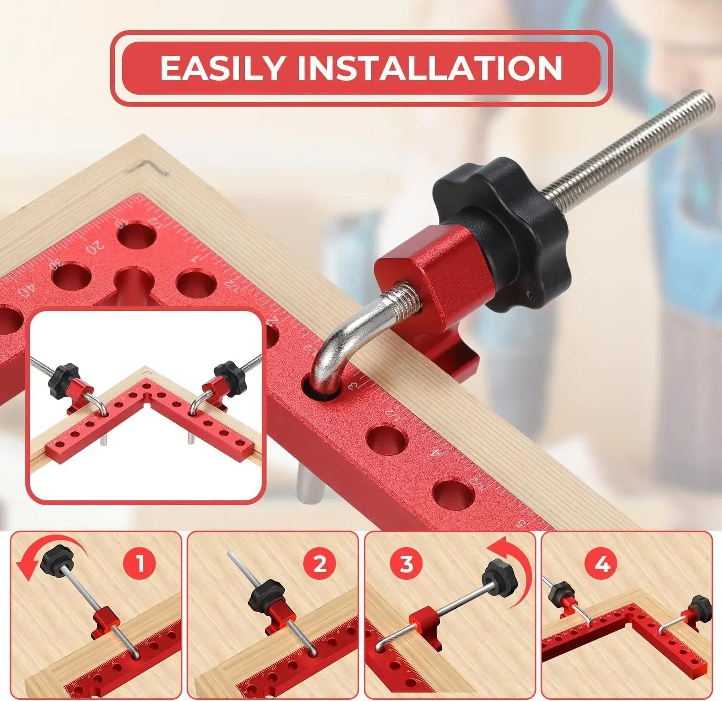 4Pack 5.5"x 5.5" 90° Corner Clamps, Aluminum Alloy Right Angle Clamps for Woodworking, Picture Frames, Cabinets