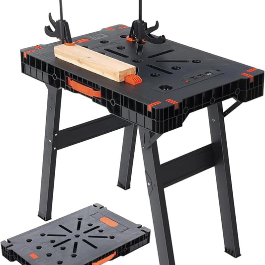 Express Floding Woodworking Work Table Portable Workbench Lightweight Versatile Workstation with 2 Clamps by Enjoywood