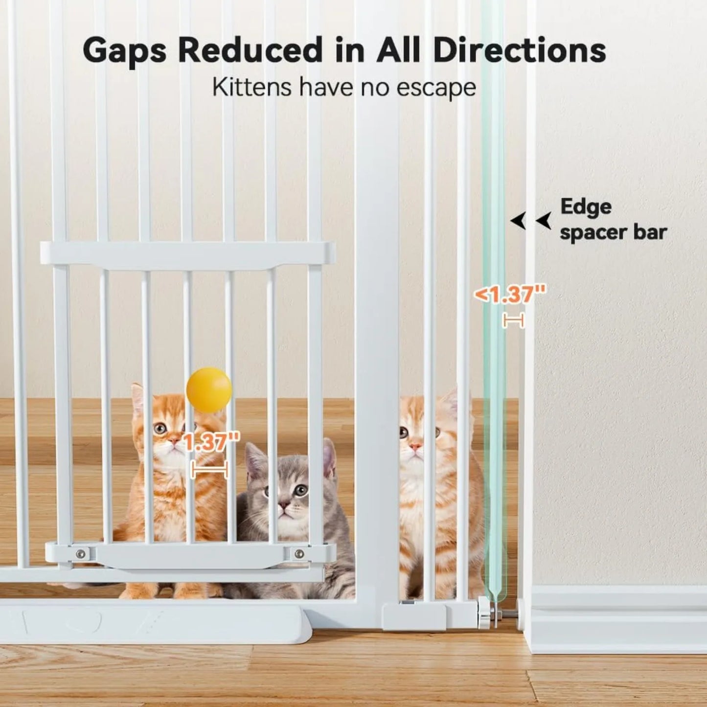 71" Extra Tall Pet Gate for Cats, 29.5-40.6" Extra Wide  Adjustable Cat Door, Prsure Mounted Easy Walk Through Gate