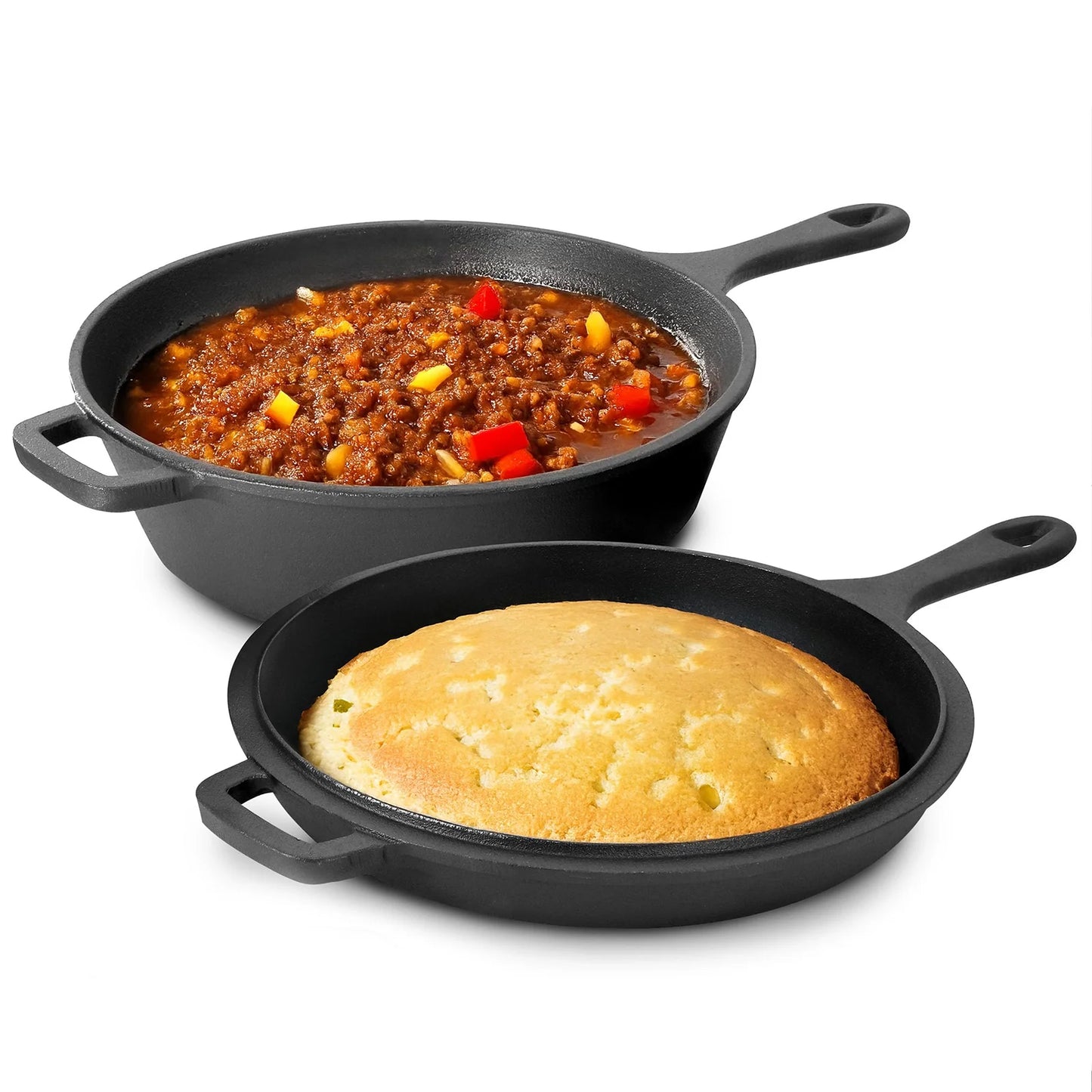 Dutch Oven and Skillet Combo Preseasoned Cast Iron Set 2 in 1