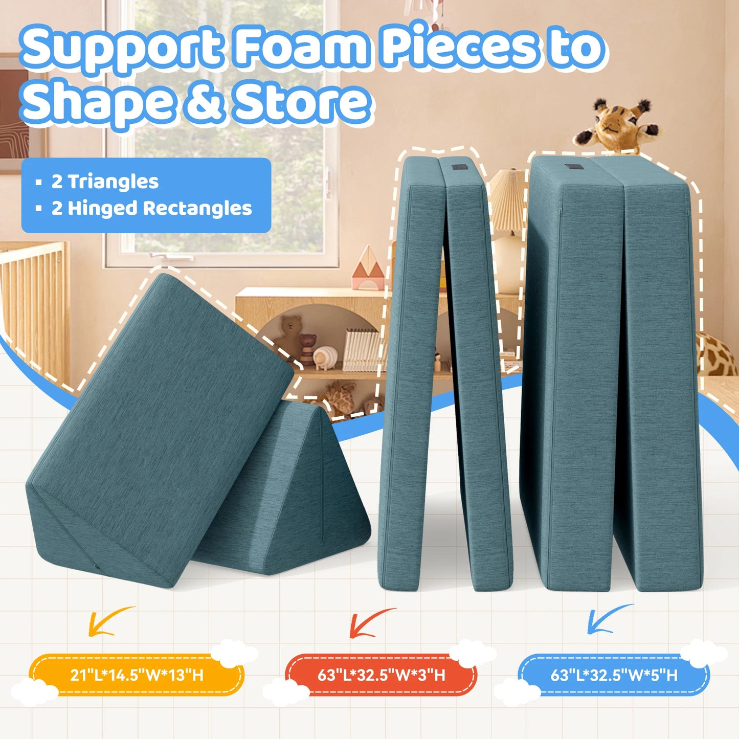 Foldable Sofa Children's Living Room Bedroom Folding Sofa Adjustable Backrest Single Backrest Office Chair Reclining Or Sitting