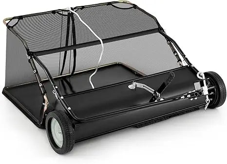 42" Lawn Sweeper Tow Behind, Yard Sweeper w/26Cu.FT Large-Capacity Hopper Bag, Dumping Rope, Adjustable Sweeping Height, Leaf G