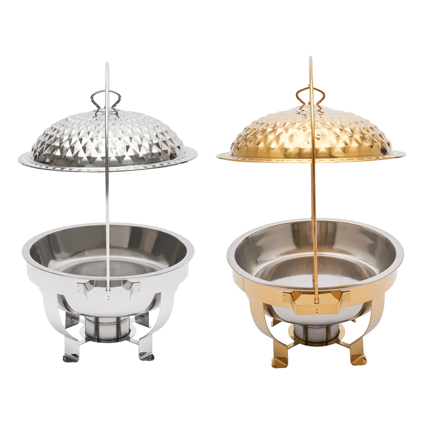 4.5L Round Stainless Steel Chafer Buffet Servers and Warmers Set Warming Tray Chafing Dish Buffet Set Gold/Silver for Parties