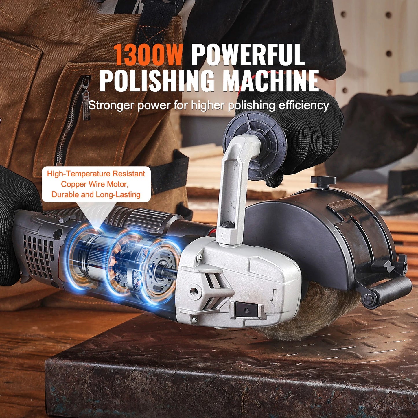 SucceBuy Burnishing Polishing Machine Variable Speed Surface Conditioning Tool Electric Metal Burnishing Machine for Wood Steel