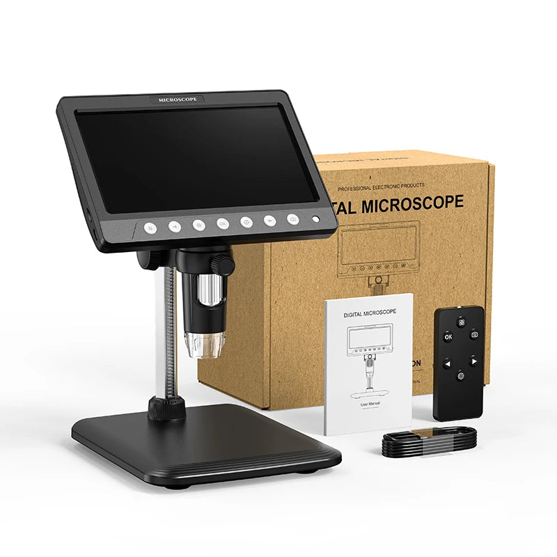 Portable 7 Inch IPS Digital Microscope 1200X Magnification HD USB Professional Electron Microscope for Phone Soldering Repair Tool