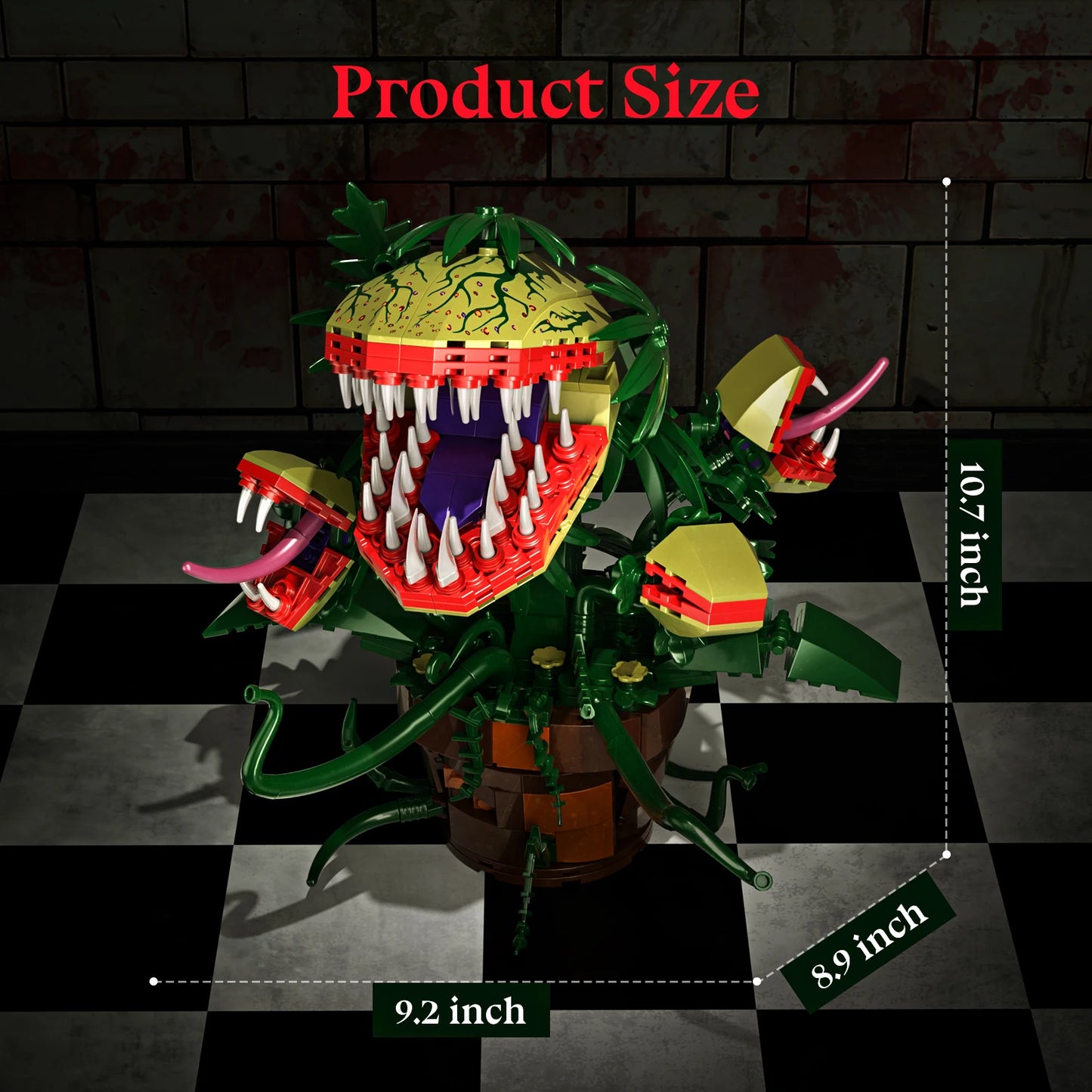 Piranha Plant Audrey II 2 Building Blocks Set Horrors Flower Shop Decoration Halloween Christmas Gift for Tv Film Fans(629PCS)