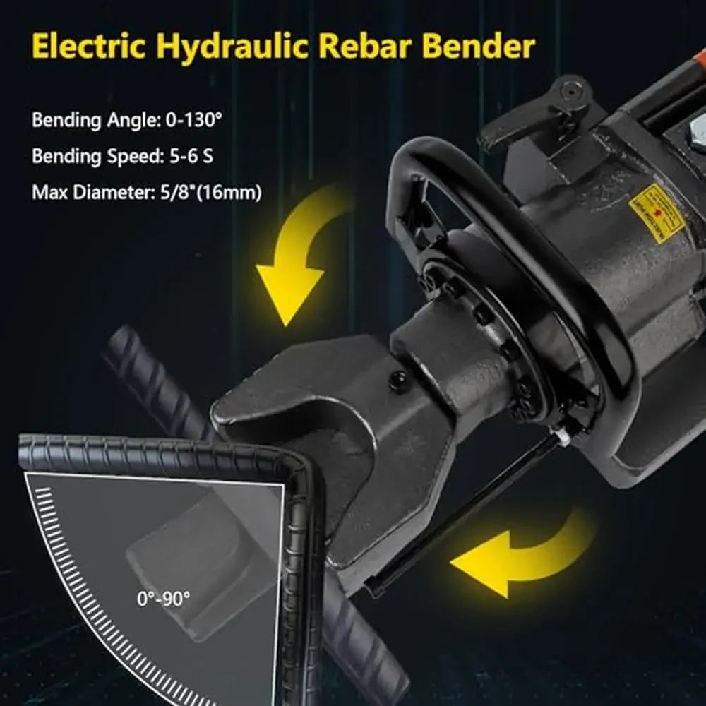 Portable Rebar Bender Tool 900W Electric Hydraulic Hand Held Steel Rod Bending Machine Angle 0-130°