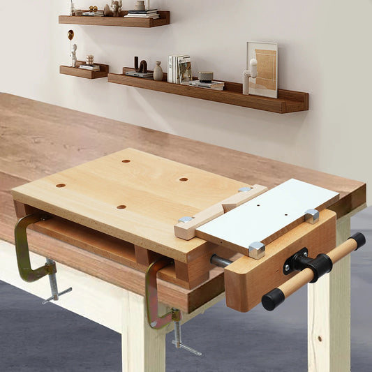 Heavy-Duty Workbench Heavy-Duty Beech Wood Vise Workbench W/ Quick Release,G-Shape Clamps&Limit Blocks for Woodworking Projects