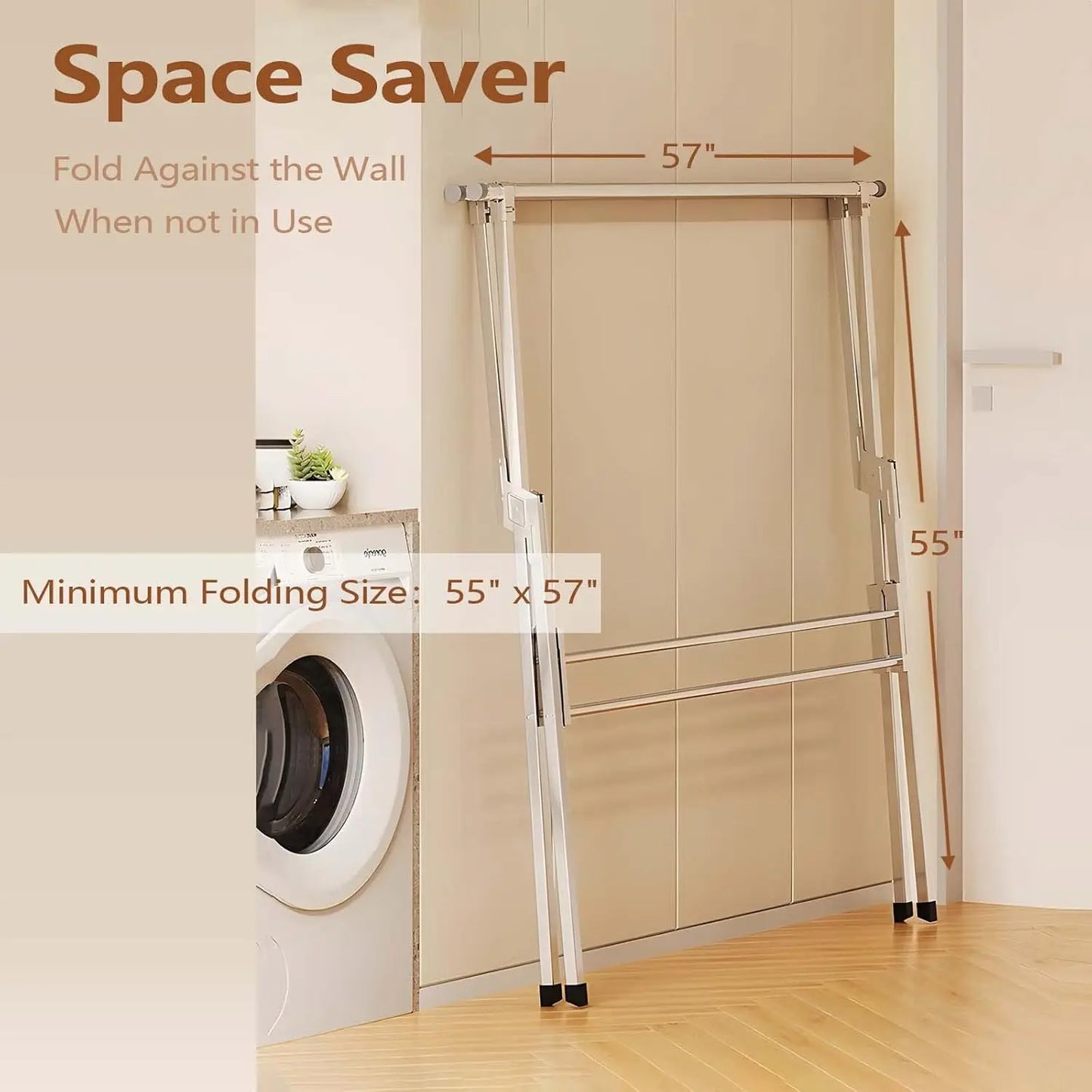 Clothes Drying Rack 2 Tiers Heavy Duty Foldable Stainless Steel Indoor Outdoor Laundry Drying Rack