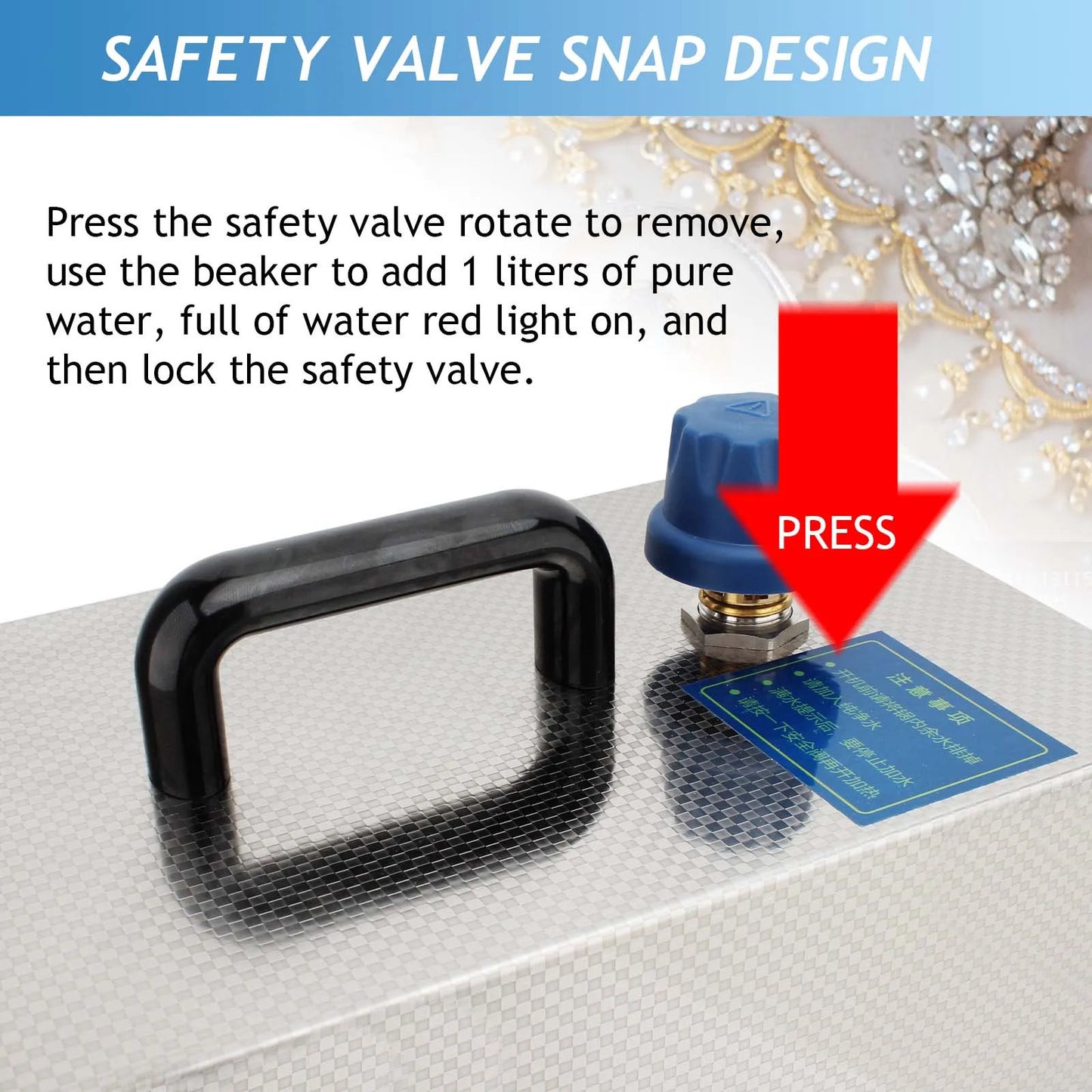 Industrial 1300W Jewelry Steam Cleaner | 2L Stainless Steel Tank for Gold/Silver/Platinum Deep Cleaning - Home/Commercial Use