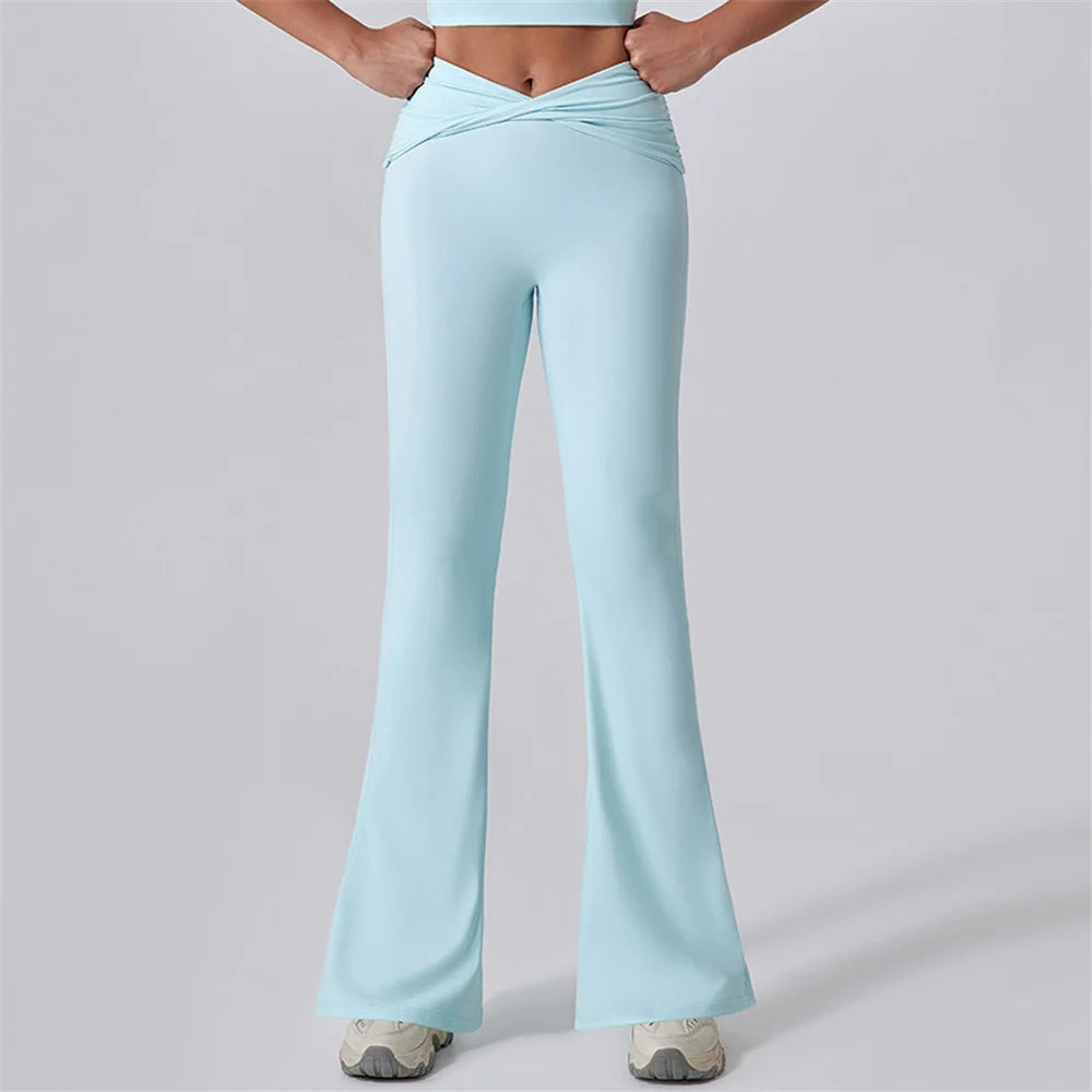 2PCS Women Yoga Set Workout Pant Outfits Fitness Sportswear Gym Tracksuit High Waist Flare Leggings Sports Bra Athletic Wear