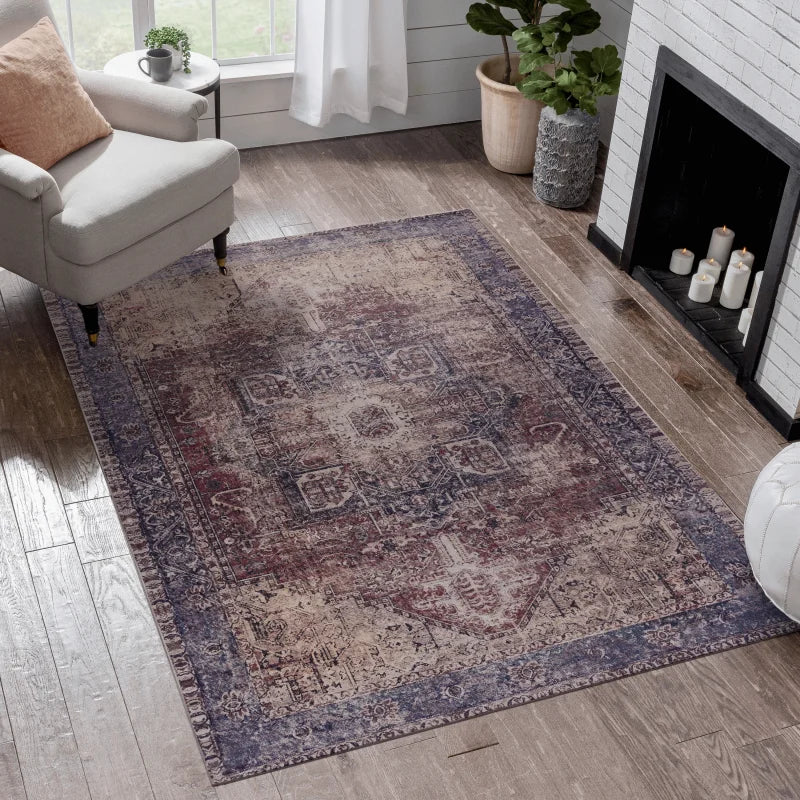 LOOM & LUXE 5x8 Area Rugs for Living Room, Washable Rug, Low-Pile, Non-Slip, Non-Shedding, Foldable, Kid & Pet Friendly - Area R