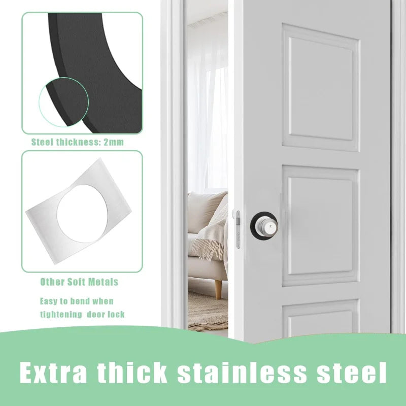 2 Door Knob Plate Cover Matte Black,  Reinforcement,  Deadbolt,  Handle Filler Fixing