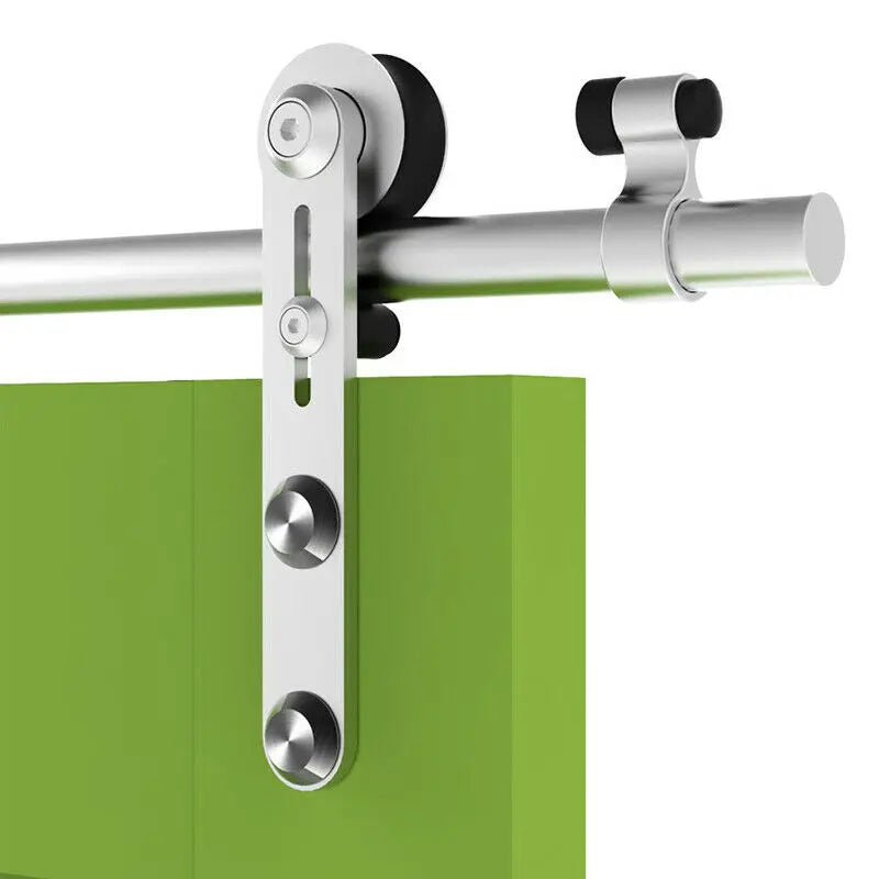 CCJH 2PCS Silver Stainless Steel Sliding Barn Wood Door Rollers Hanger Kit with Accessories (No Rail/No Doors) ,Can be Customed