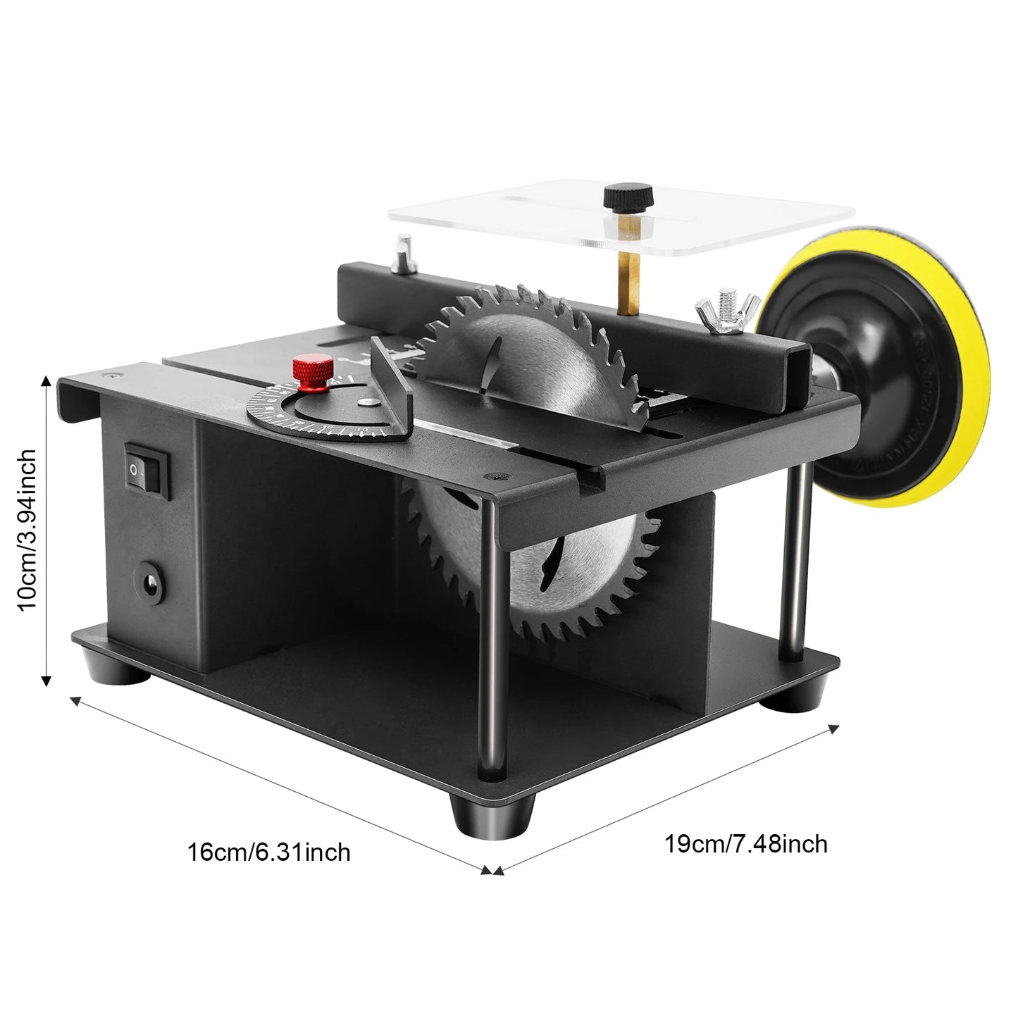 200W Mini Table Saw 0-90° Cutting for DIY & Craft Projects Multi-Functional Cutting Bench for Cutting, Drilling, Grinding