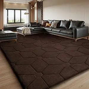 Area Rugs 9x12 Living Room, Soft Large Area Rug Fluffy Grey Rugs for Bedroom，Machine Washable Area Rug Non Slip Carpet Rug for