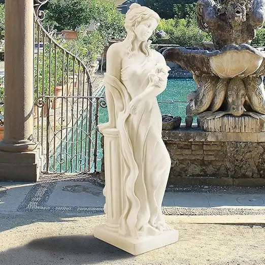 51'' Large Outdoor Garden Nymph Statue, Goddess of Spring Flowers, Roman Style Sculptures Decorations, Religious Garden Statue