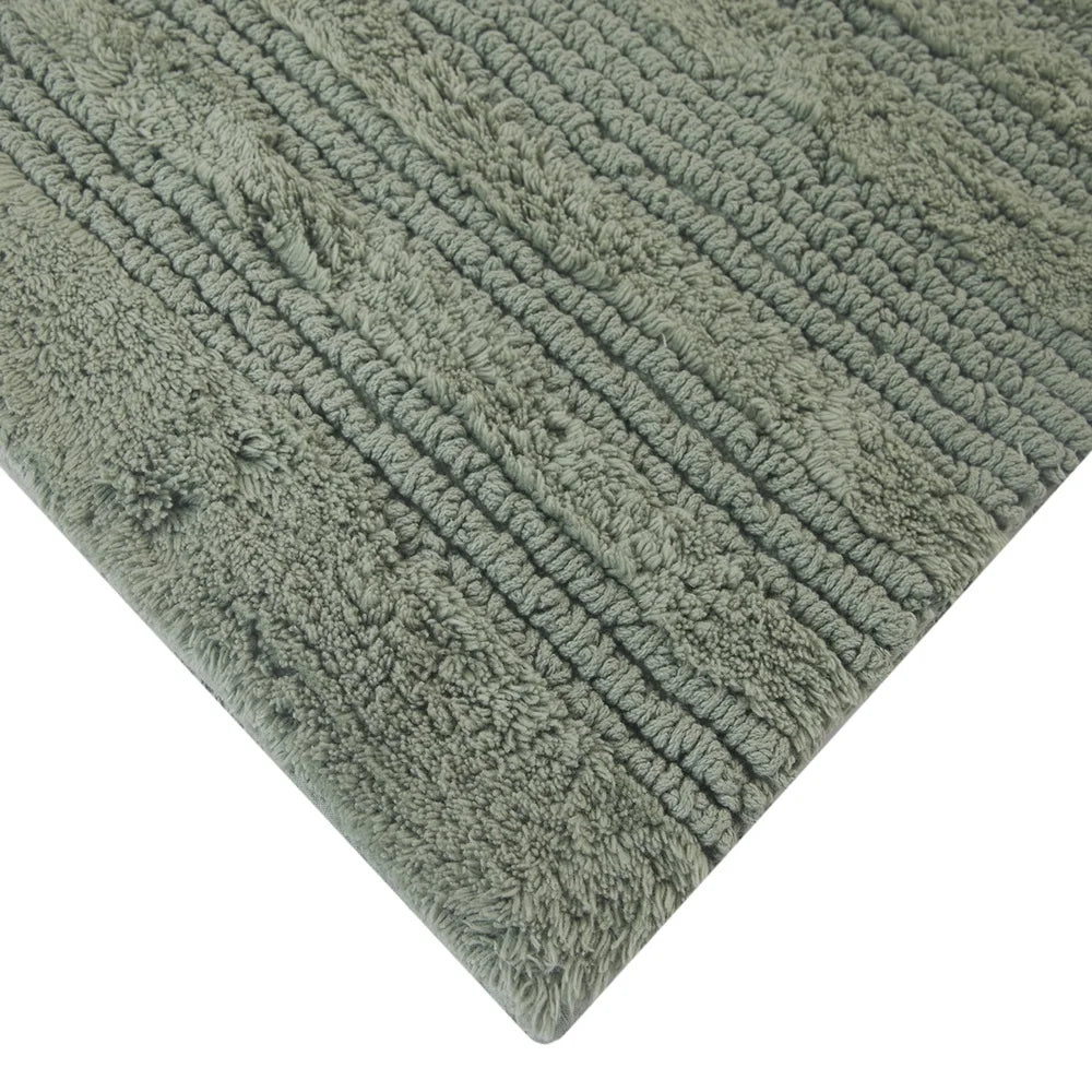 Reversible Cotton Bath Mat Set Ultra Soft Absorbent Machine Washable 2 Piece Rugs Bathroom Floor Protection