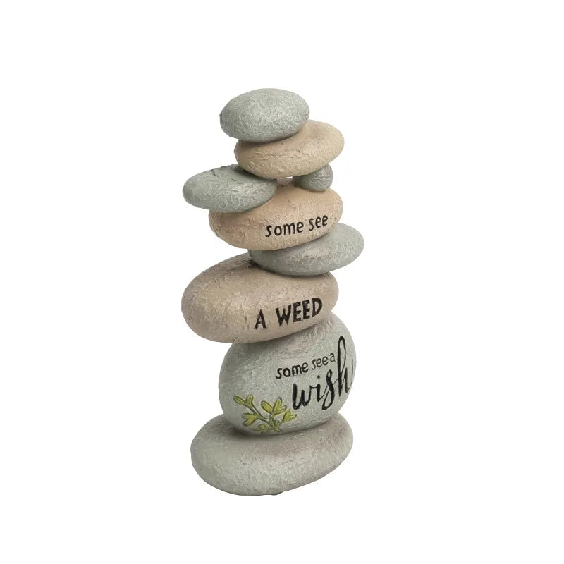 Garden Stones Outdoor Decor, Stacked Rocks Resin Cairn Stones Statue for Japanese Zen Garden Decor,6.2in Fish Tank Aquarium