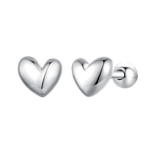 925 Sterling Silver Mini Heart Stud Earrings Platinum Plated Simple Earrings for Women Sweet Fine Jewelry Gift