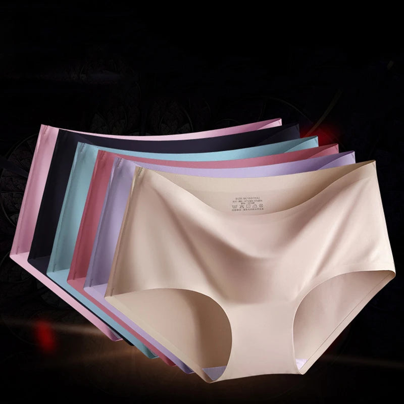 3Pcs/Set Large Size XXL Seamless Women Panties Mid-waist Briefs Female Breathable Underwear Ice silk Crotch Lingerie