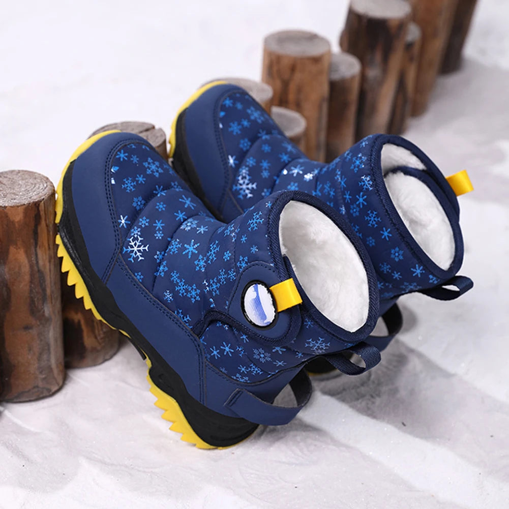 Waterproof Fur Lined Winter Snow Boots For Kids Warm Cozy