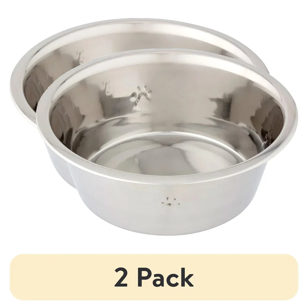 Stainless Steel Dog Bowl 2 Pack Large Non Slip Durable Dishwasher Safe Pet Feeding Dish High Gloss Finish Easy Clean