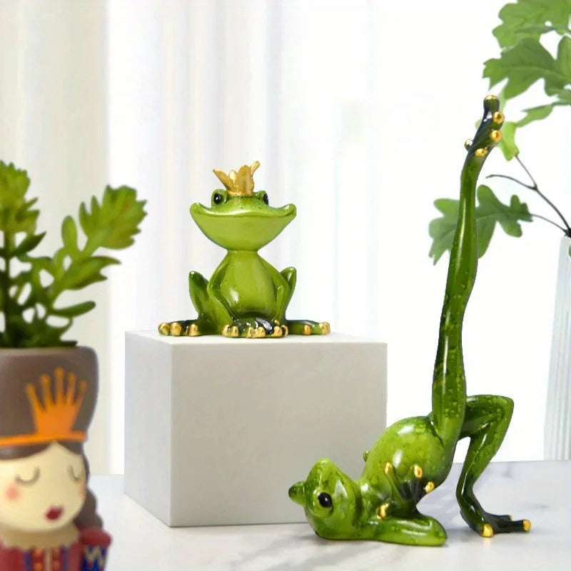 1Pc Yoga Frog Resin Crafts Decorations Tv Cabinet Wine Cooler Pieces Graduation Birthday Gift