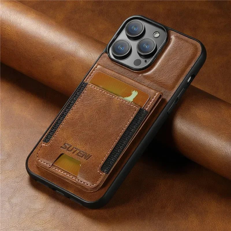 Luxury multifunctional Leather Wallet Phone Case For iPhone 16 15 14 13 12 11Pro Max Plus XS XR 15Pro Max Holder Magnetic Cover