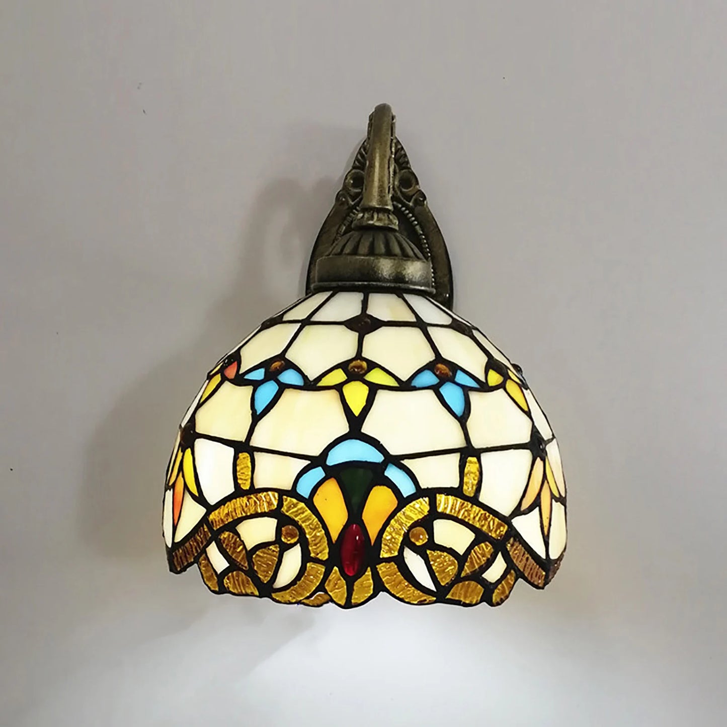 Vintage Baroque Wall Light with Glass Shade, Rust-Proof Finish, Soft Lighting for Living Rooms, Bedrooms, and Hallways