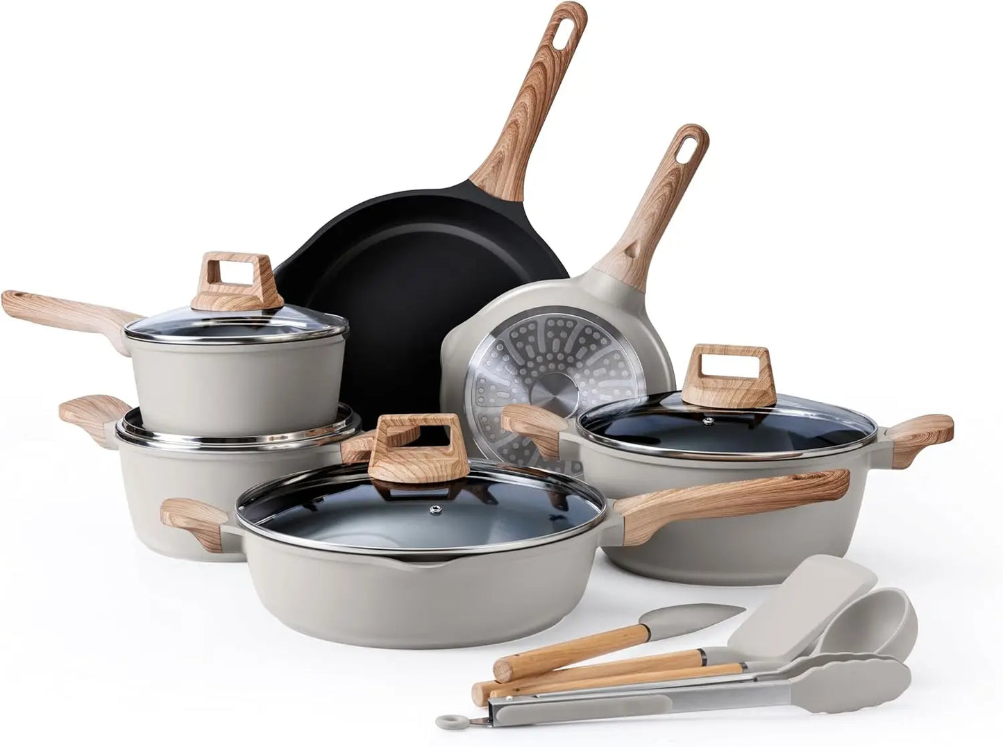 Cast Aluminum Cookware Set With Utensils 14 Piece Nonstick