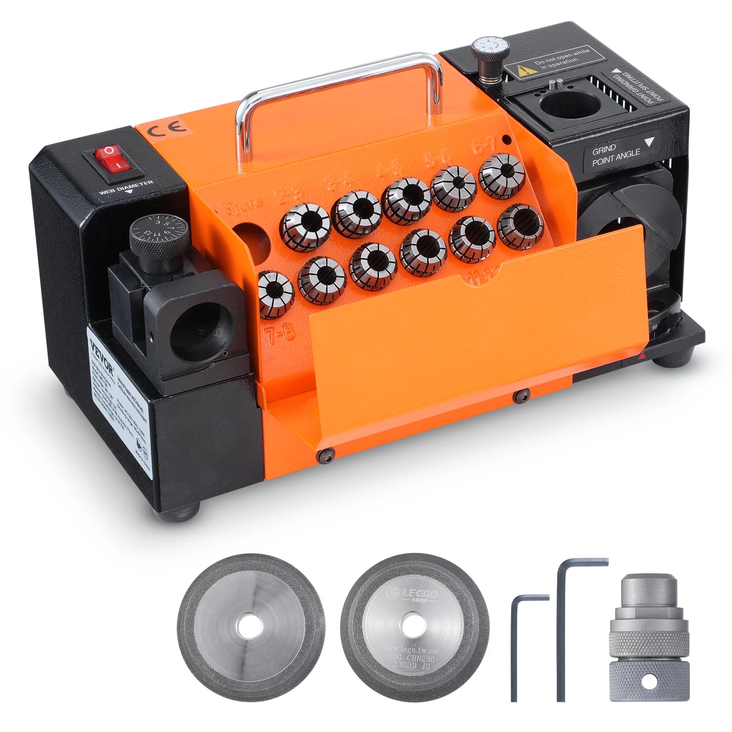SucceBuy Drill Bits Sharpener 3-13mm Portable Sharpening Angle Grinder Mill Grind Sharpener with 11 Collets For Factory Workshop