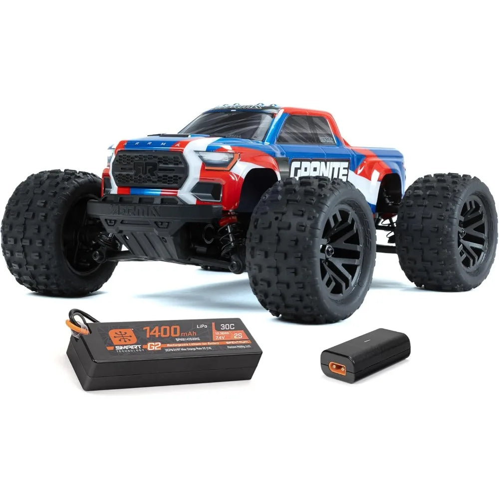 RC Truck 1/18 Granite GROM MEGA 380 Brushed 4X4 Monster Truck RTR with Battery & Charger, Blue, ARA2102T1