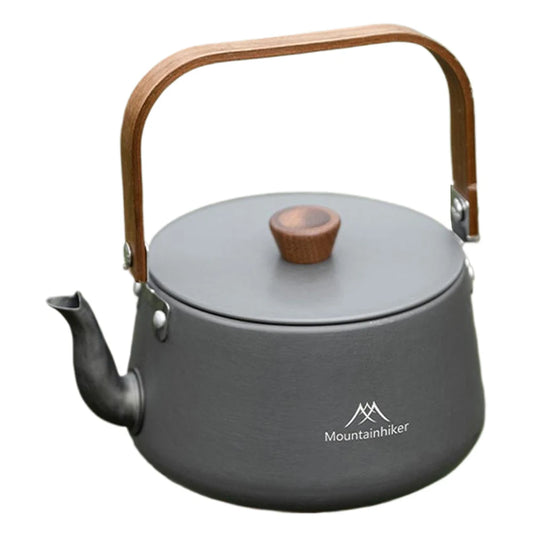 1.1L Camping Water Kettle with Wood Handle Teapot Coffee Pot Aluminum Alloy Ultralight Outdoor Kettle Tourist Cookware Supplies