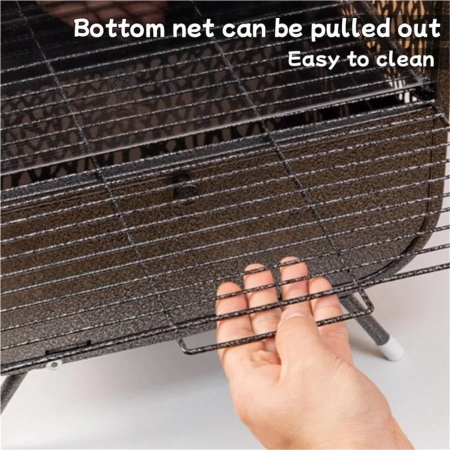 Large 30Inch Parrot Cage with Play Top and Breeding Box Wrought Iron Bird Cage with Rolling Base for Small Pet Birds Indoors Wh