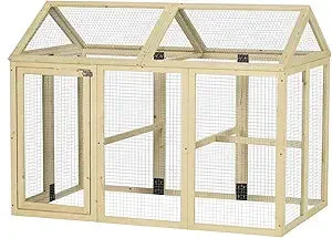 Chicken Run, Wooden Large Chicken Coop, Combinable Design with Perches & Doors for Outdoor, Backyard, Farm, 4.6' x 2.8', Orange