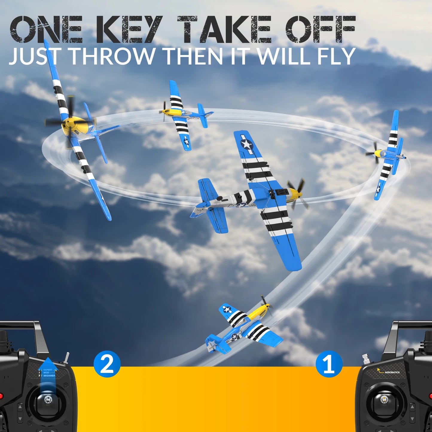 VOLANTEXRC Remote Control Plane 2.4Ghz 4CH 6Axis Gyro Mustang P51D EPP 400mm Wingspan RC Airplane control Fixed Wing 761-5