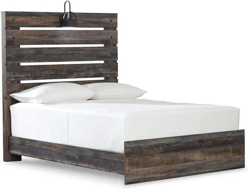 Drystan Rustic Panel Headboard ONLY with USB Charging Stations, Twin, Brown