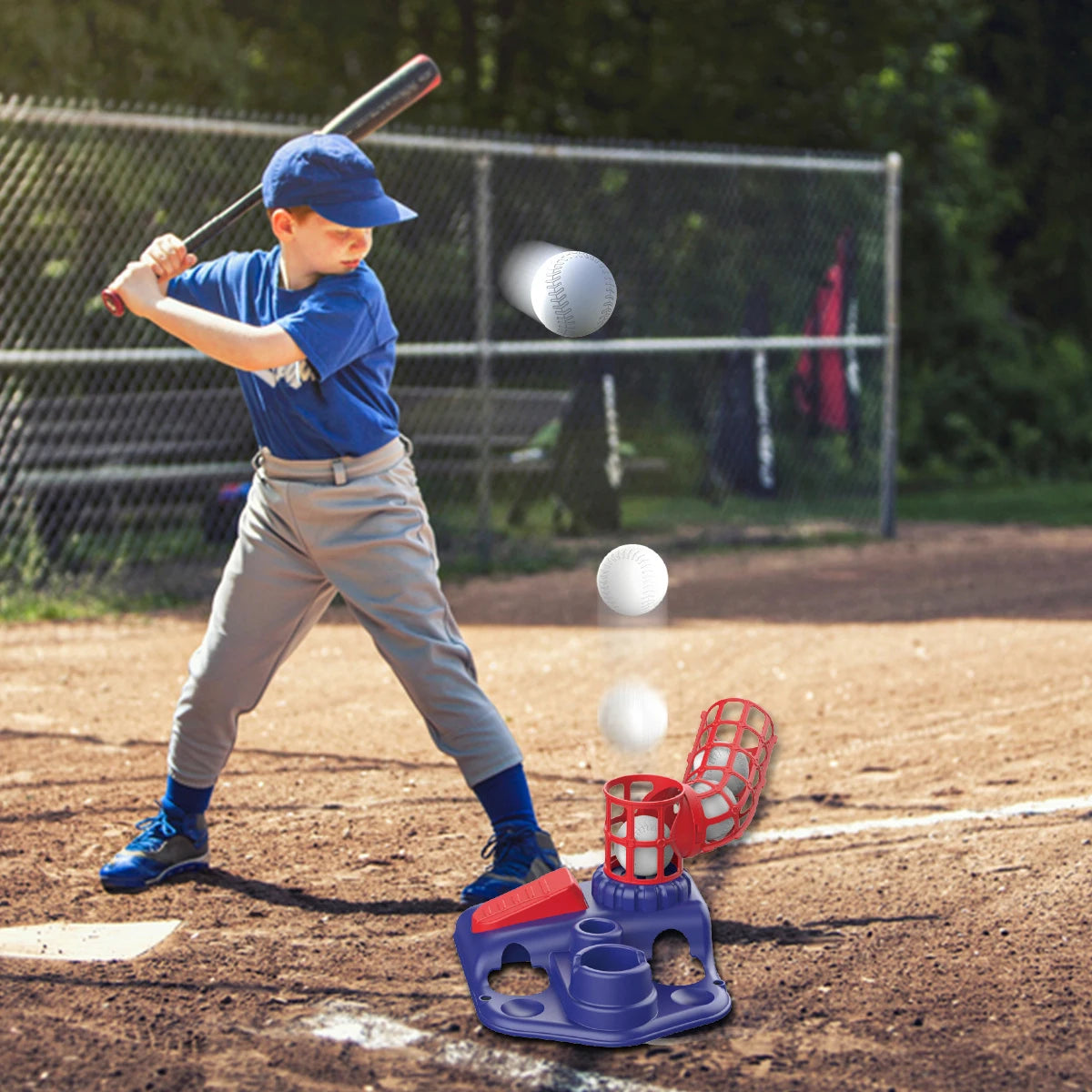 Softball Ball Machine Toy Training Foot Step Automatic Ejection Service Practice Sports Set Parent-Child Interactive Game Toy