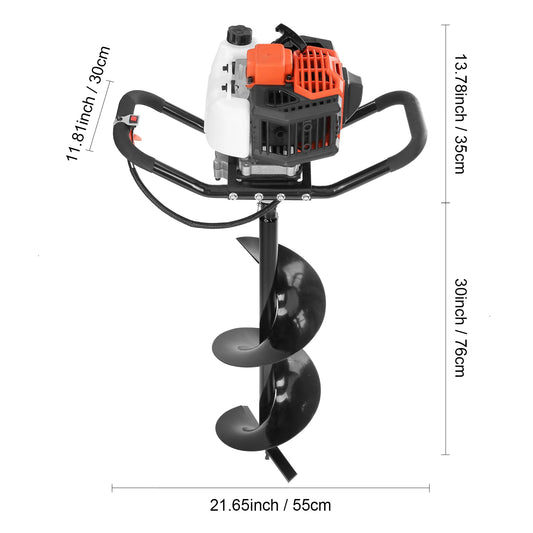 SucceBuy Fuel-powered Auger  Post Hole Digger Gas Powered Earth Auger Borer Ground Petrol Earth Auger Post 52cc/43cc Hole Digger