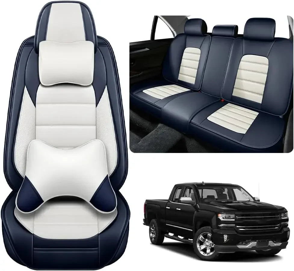 Seat Covers Fit for Toyota Tacoma 2006-2024, Waterproof Nappa Leather Full Coverage Truck Seat Cover, Muscle Sport Style Auto In
