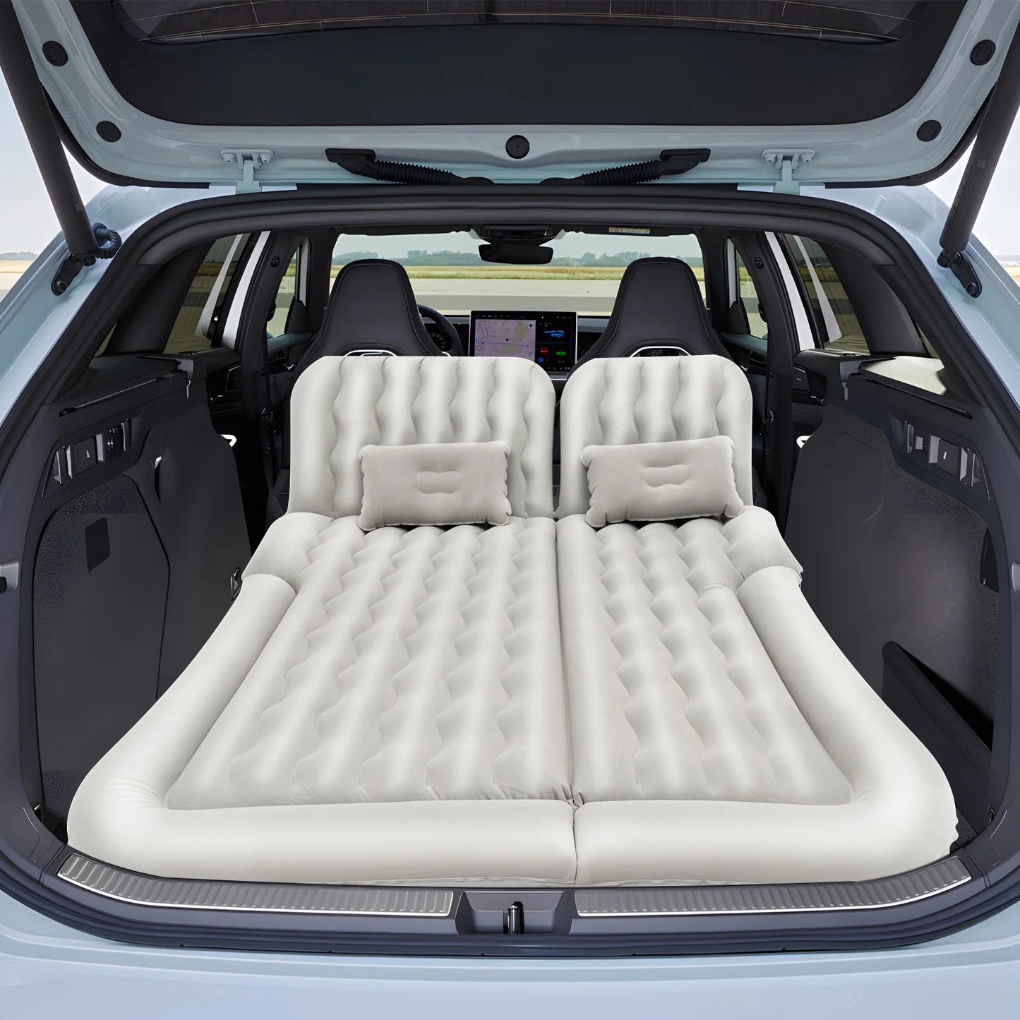 SUV Air Mattress w/ Air Pump, Inflatable Car Mattress for Trunk, Camping Bed Cushion Travel Back Seat Sleeping Bed
