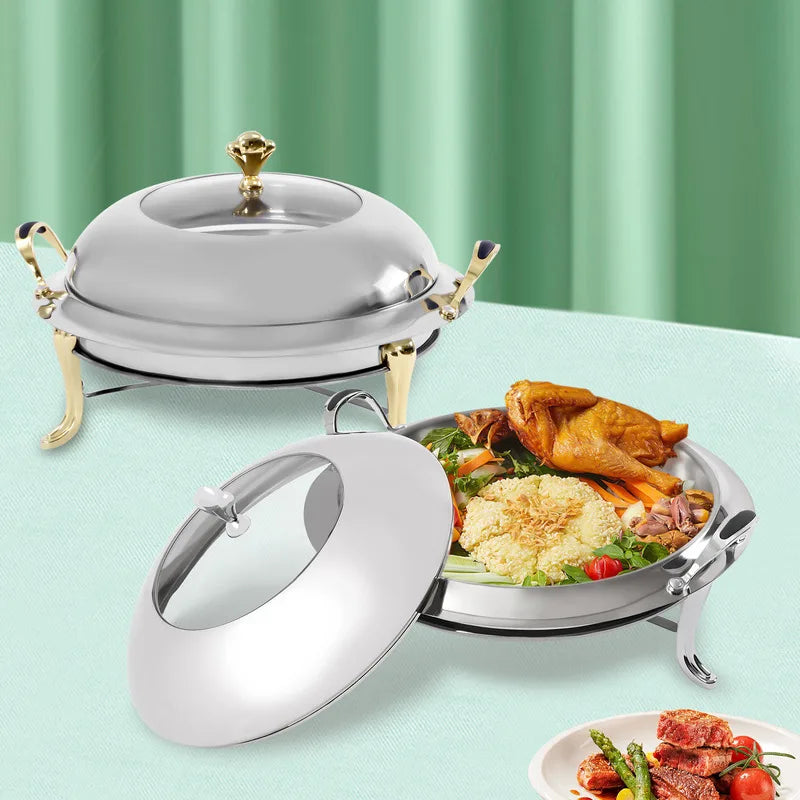 Stainless Steel Round Buffet Warmer Lid And Fuel Holder