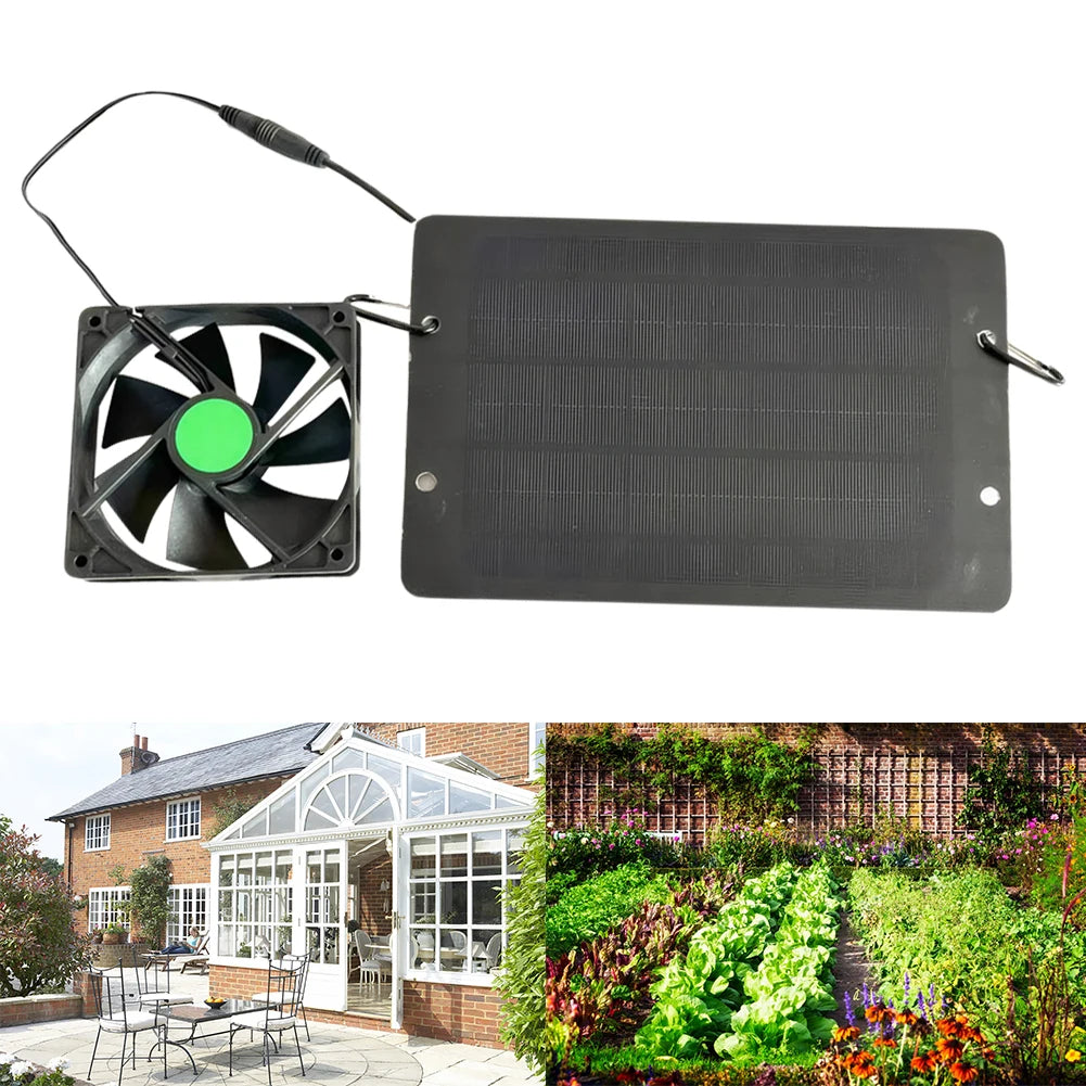 12V 10W Solar Exhaust Fan Waterproof IP65 Silent Cooling Fan for Dog Kennel Chicken Coop Greenhouse