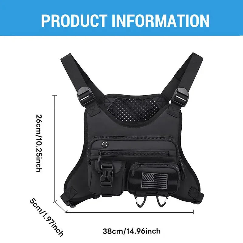 Tactical Fishing Vest Chest Bag Rig Pouch Outdoor Gear