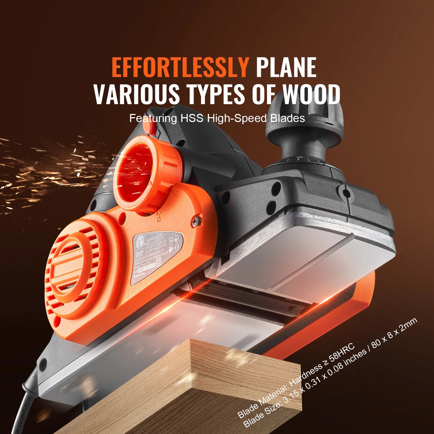 SucceBuy Electric Hand Planer 3-1/4" width 16500 RPM High-Speed Powerful Electric Corded Handheld Planers for Woodworking Tool