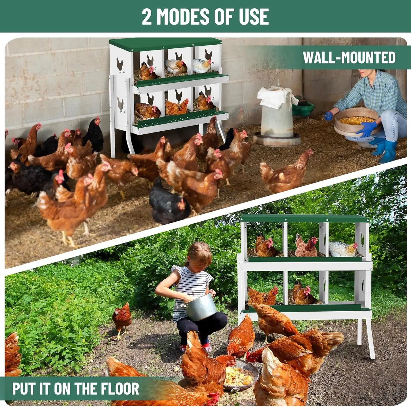 Chicken Nesting Box with Bracket Legs 6 8 10 Compartment Metal Chicken Laying Boxes for Chicken Coop Hens
