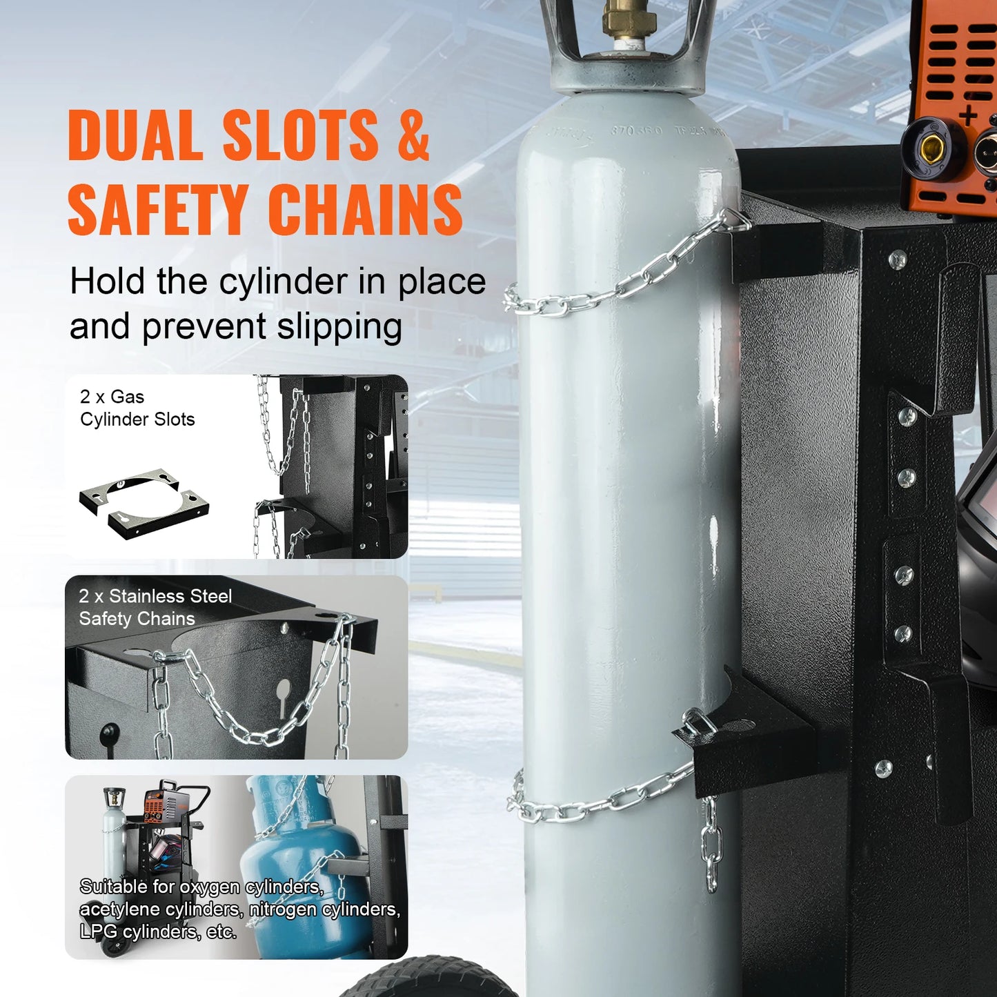 SucceBuy Welding Cart 2-Tier Heavy Duty Welder Cart with 360° Swivel Wheels Tank Storage Cabinet for  ARC Plasma Cutter Machine